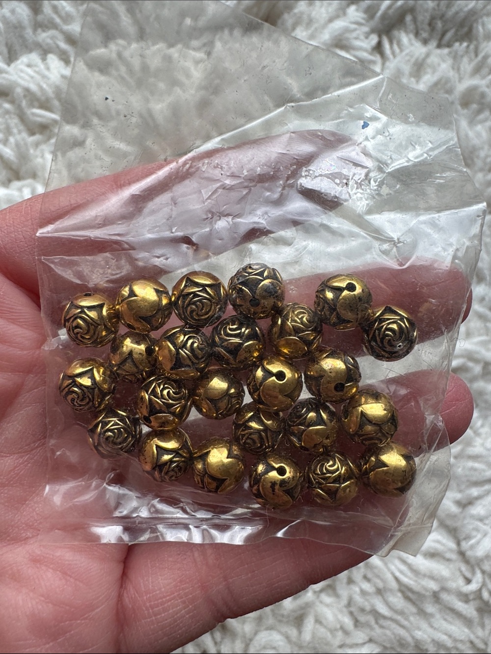 Gold Tone Rose Beads